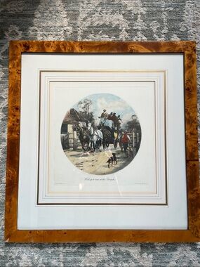 Framed Equestrian Print with Burlwood Frame - Warm Amber Tones (George Wright)
